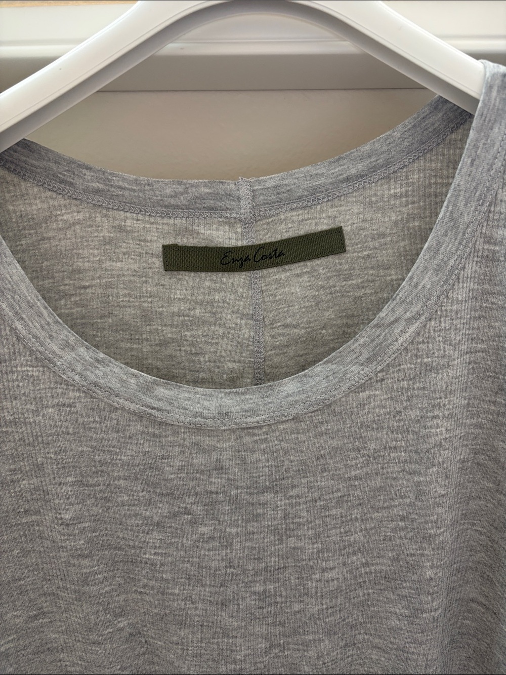 Enza Costa Heather Gray Scoop Neck Long Sleeve Top - Picture 2 of 5